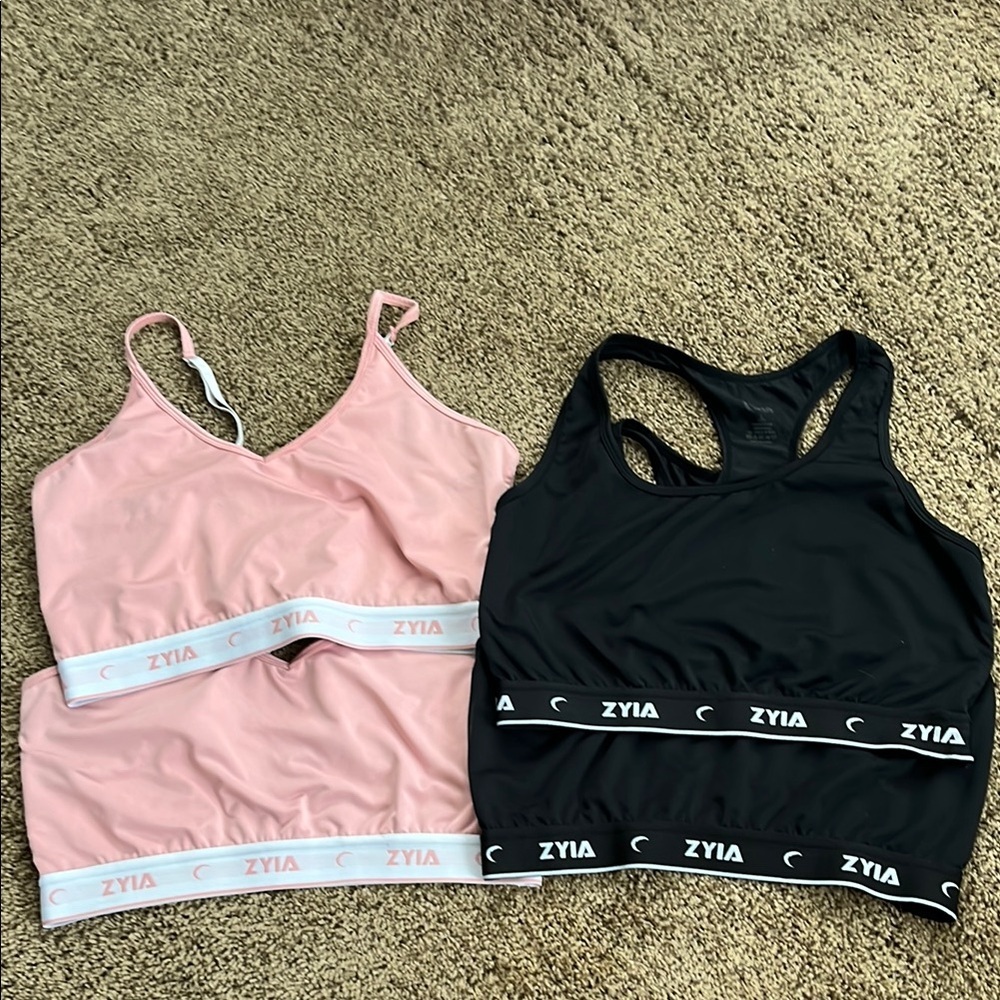 Zyia Pink and Black Sports Bras Sz L